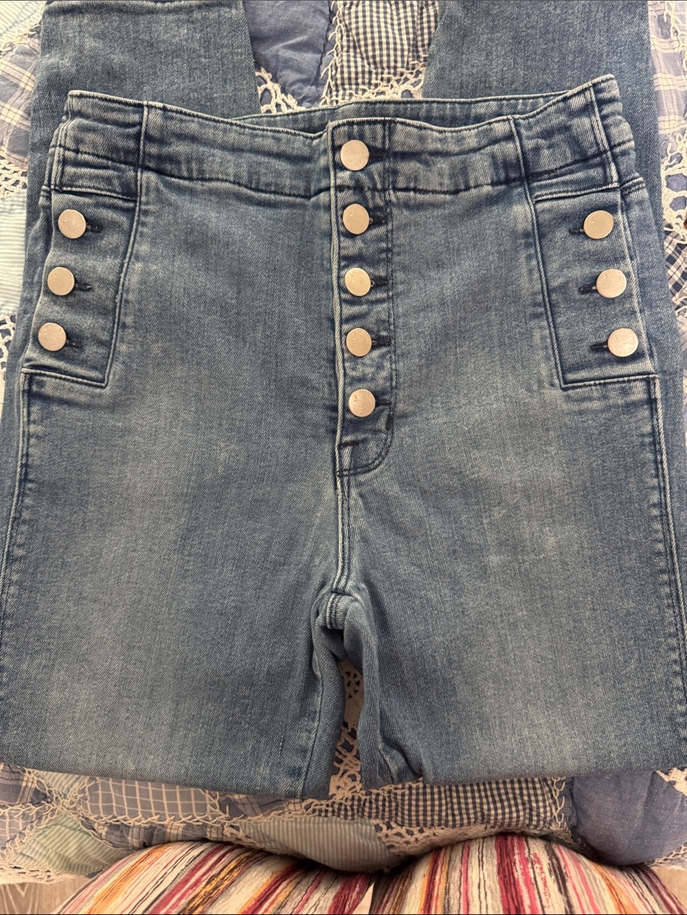 J Brand High-Rise Button-Fly Jeans in Medium Blue - Picture 3 of 5